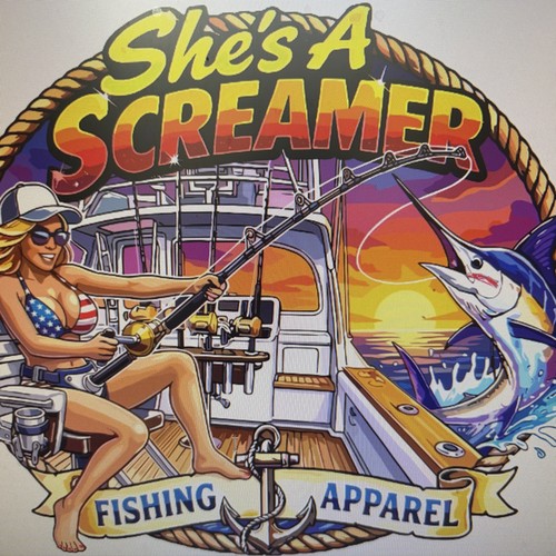 She's a Screamer fishing apparel logo
